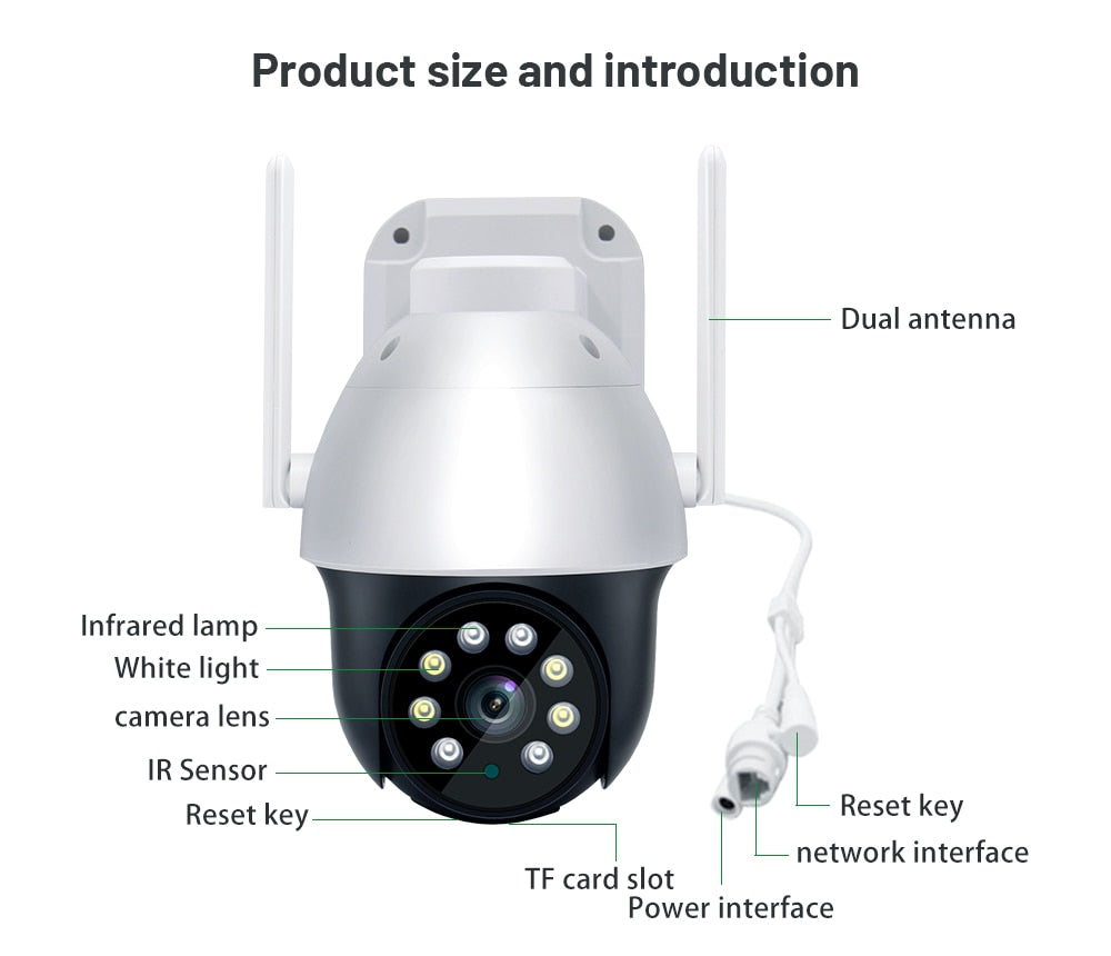 Outdoor 4K 8MP Wifi Surveillance Camera, Night Vision, Waterproof