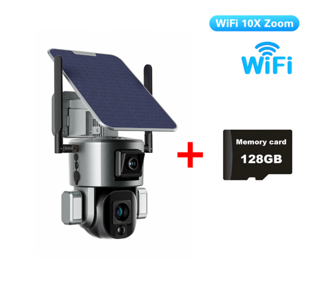 Off-Grid Solar Panel 8MP 4G/WIFI Wireless Security Camera 4K / Dual Lens / Waterproof